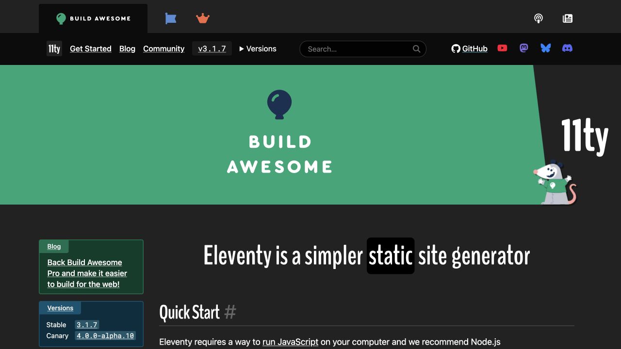 Eleventy — Situs resmi